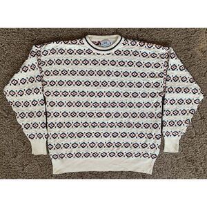 Vintage 417 Van Heusen Sweater Mens XL‎ Geometric Thick Cable Grandpa Cosby